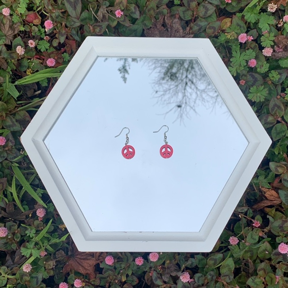 pink peace sign earrings!